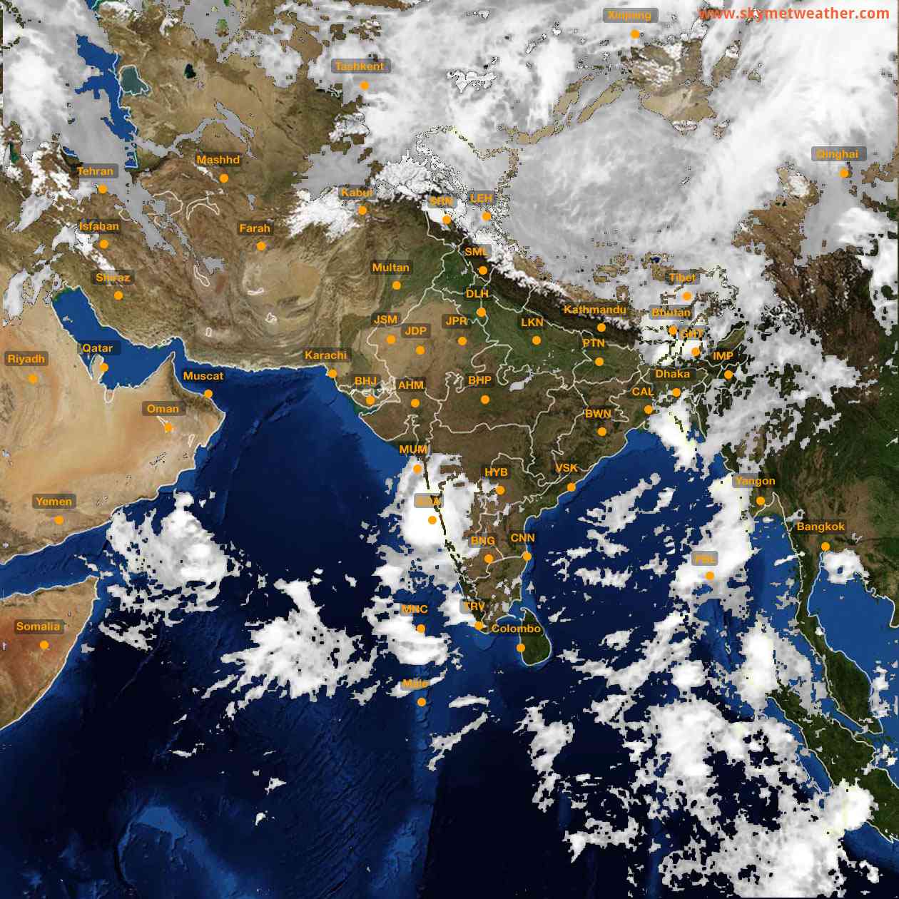 Latest INSAT Weather Satellite Image of India - Infrared Map - 07:00 IST on 24 May 2026