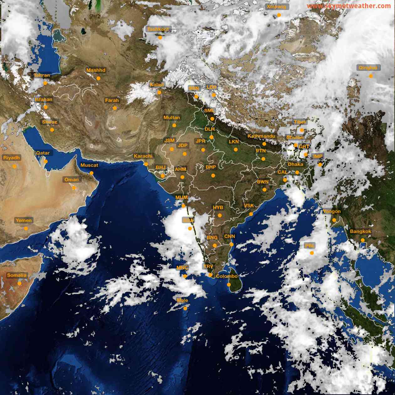 Latest INSAT Weather Satellite Image of India - Infrared Map - 10:00 IST on 24 May 2026