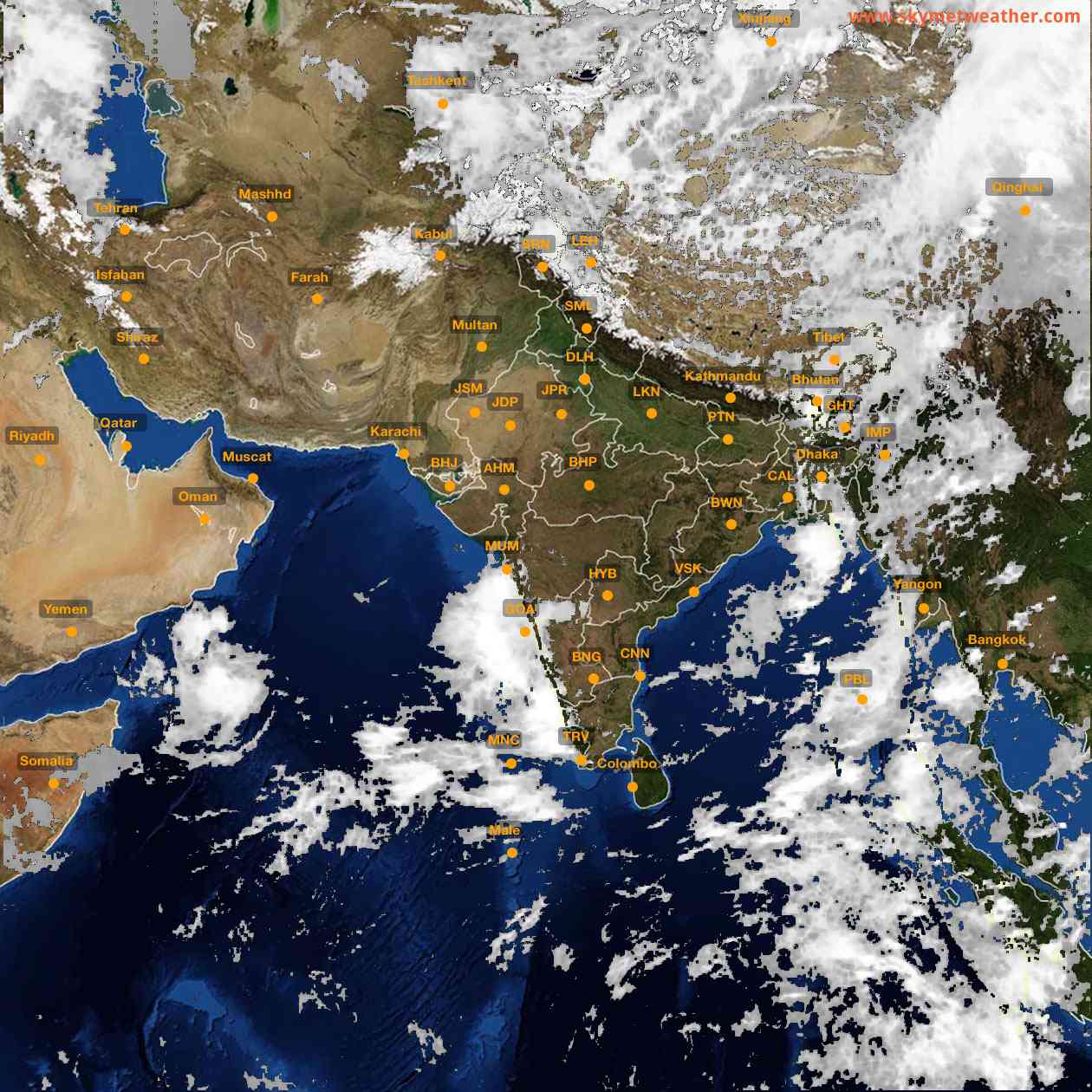Latest INSAT Weather Satellite Image of India - Infrared Map - 12:00 IST on 24 May 2026