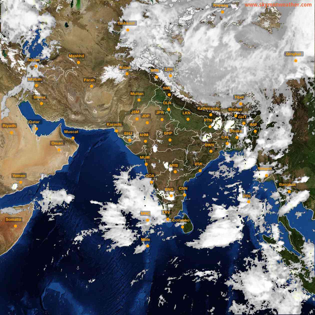 Latest INSAT Weather Satellite Image of India - Infrared Map - 19:00 IST on 24 May 2026