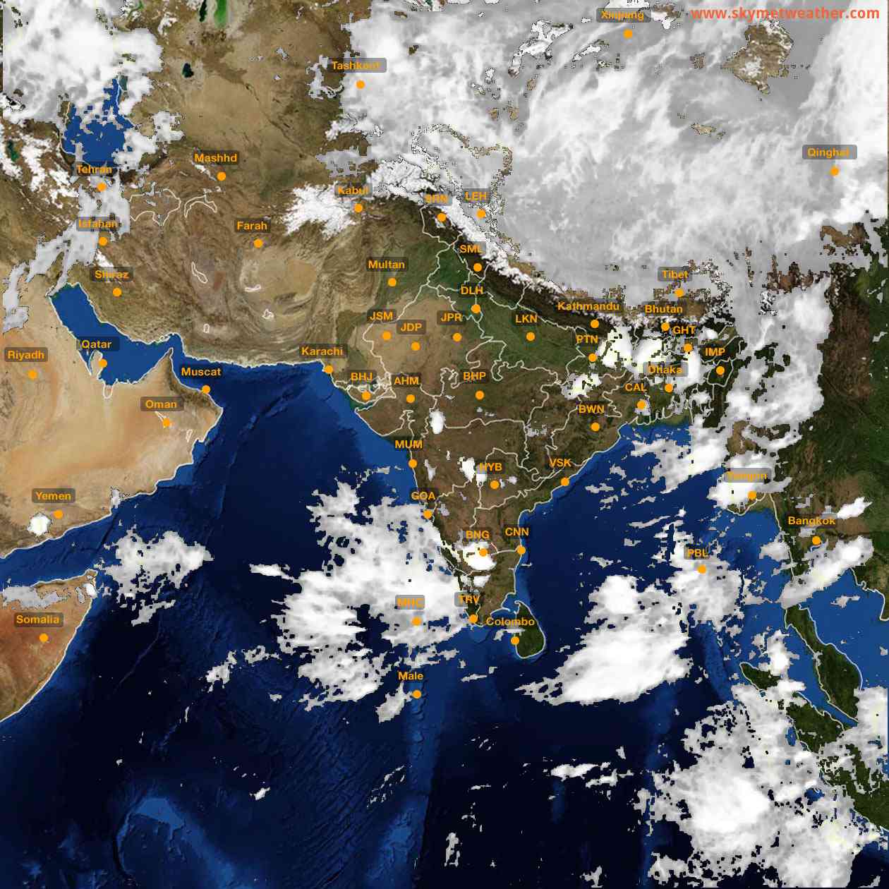 Latest INSAT Weather Satellite Image of India - Infrared Map - 20:00 IST on 24 May 2026