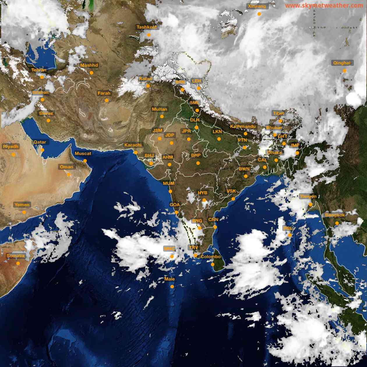 Latest INSAT Weather Satellite Image of India - Infrared Map - 01:00 IST on 25 May 2026