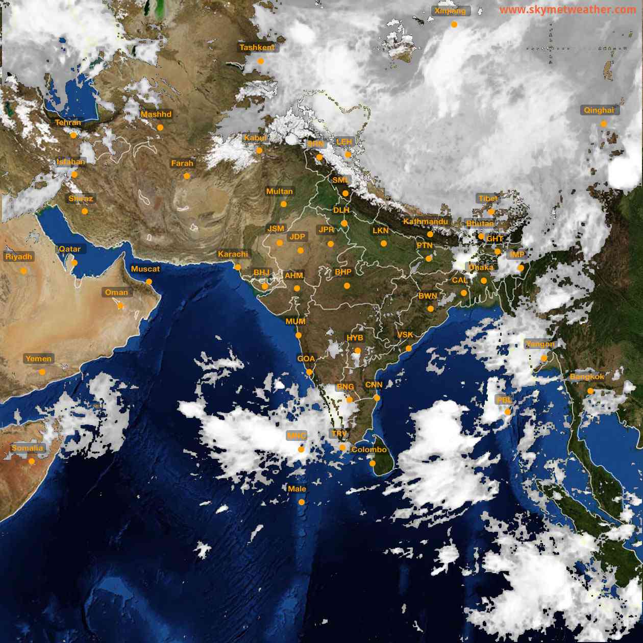 Latest INSAT Weather Satellite Image of India - Infrared Map - 02:00 IST on 25 May 2026