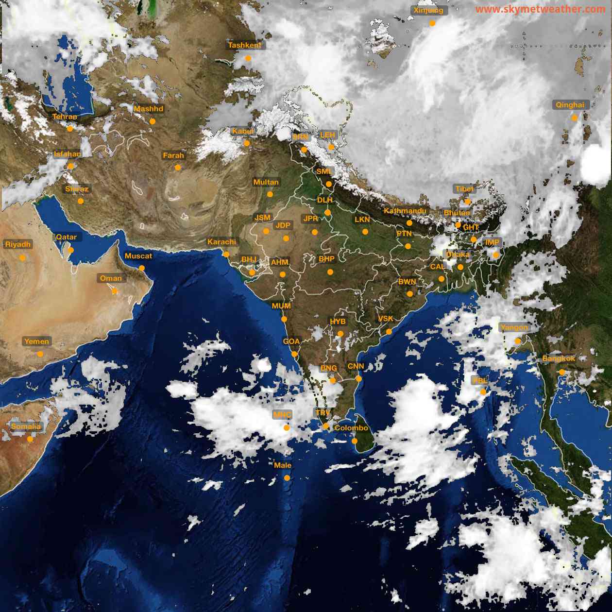 Latest INSAT Weather Satellite Image of India - Infrared Map - 03:00 IST on 25 May 2026