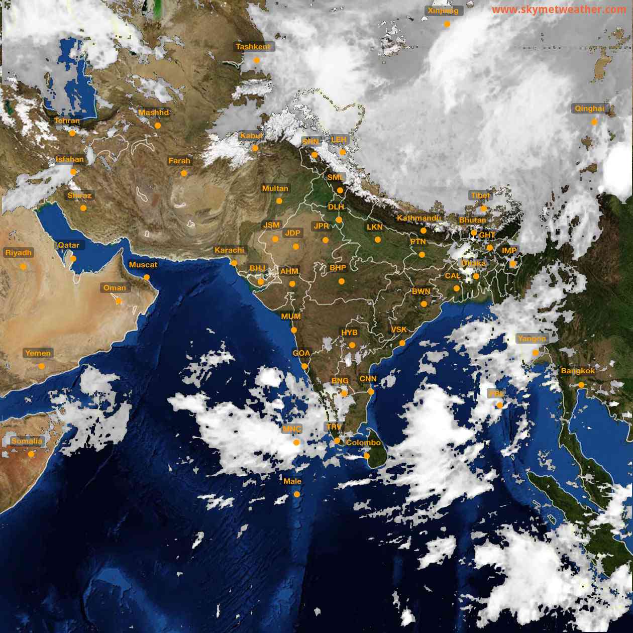 Latest INSAT Weather Satellite Image of India - Infrared Map - 04:00 IST on 25 May 2026