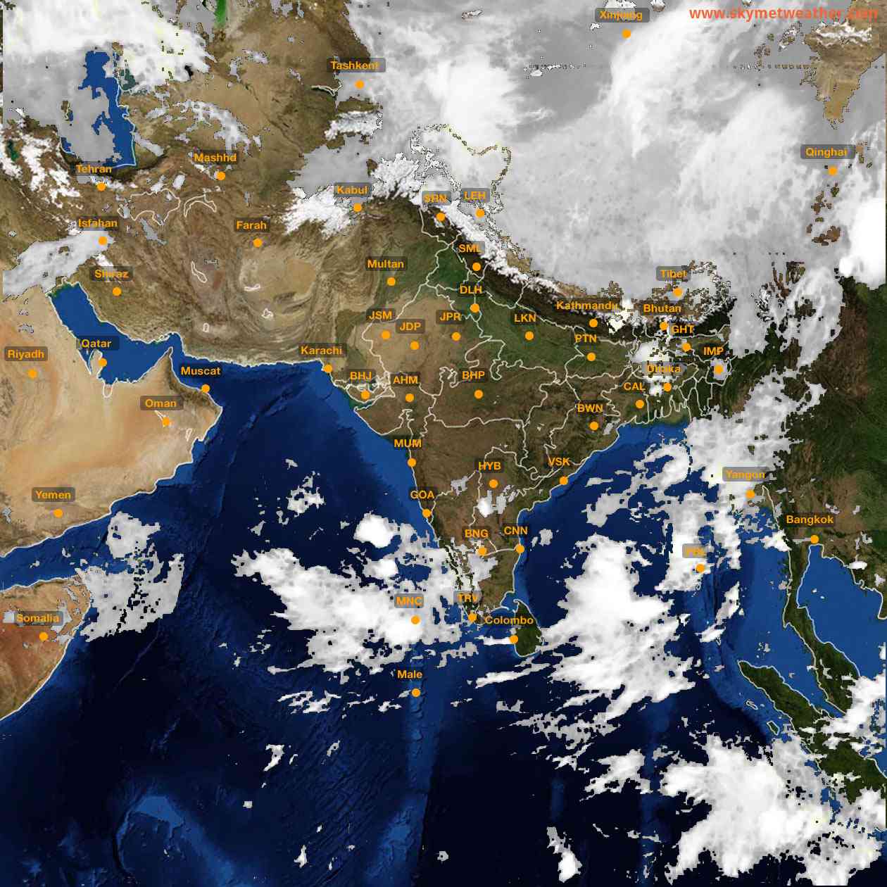 Latest INSAT Weather Satellite Image of India - Infrared Map - 05:00 IST on 25 May 2026