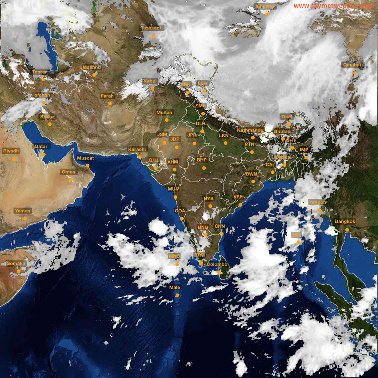 Latest INSAT Weather Satellite Image of India - Infrared Map - 06:00 IST on 25 May 2026