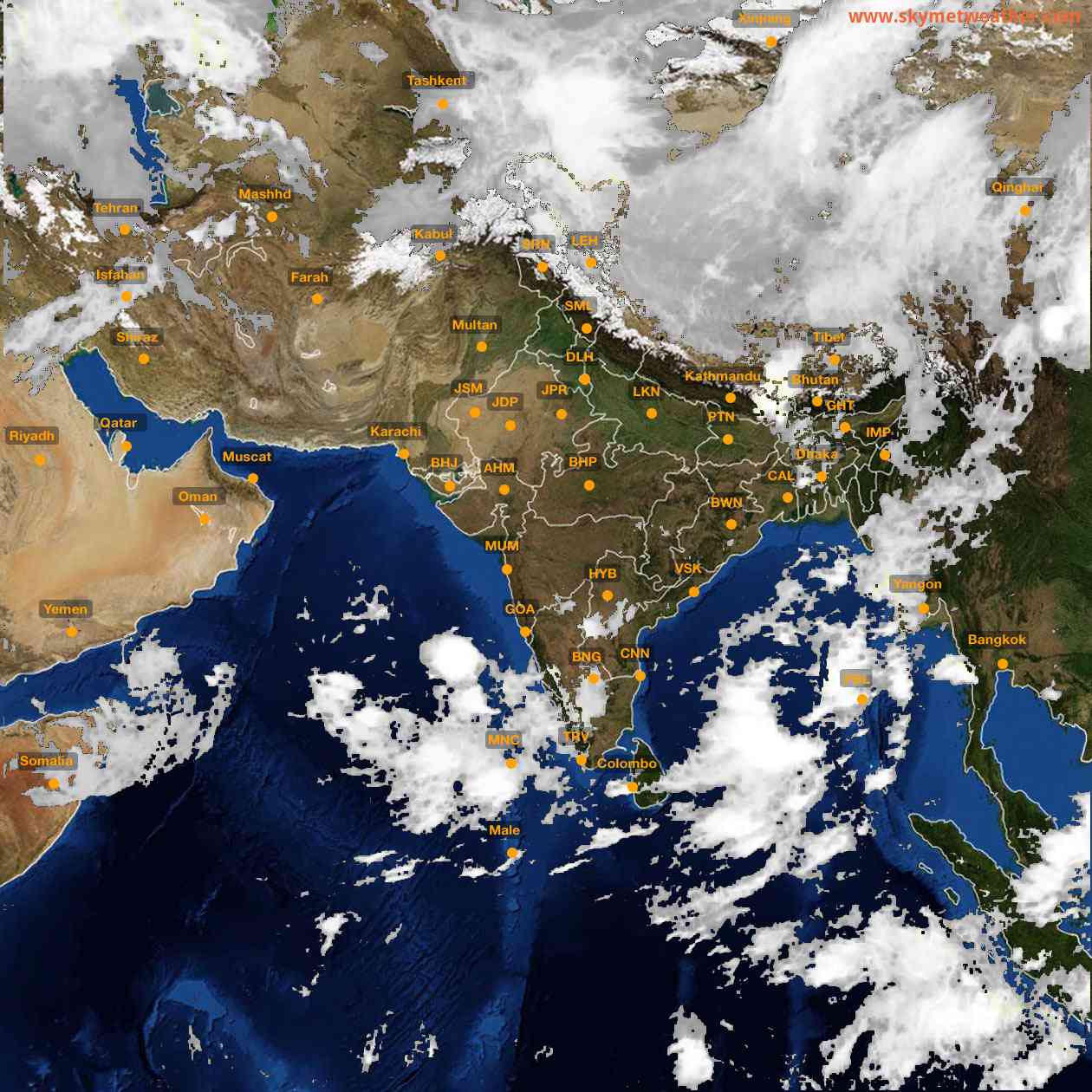 Latest INSAT Weather Satellite Image of India - Infrared Map - 07:00 IST on 25 May 2026