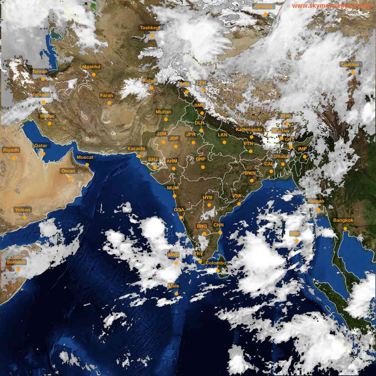 Latest INSAT Weather Satellite Image of India - Infrared Map - 09:00 IST on 25 May 2026