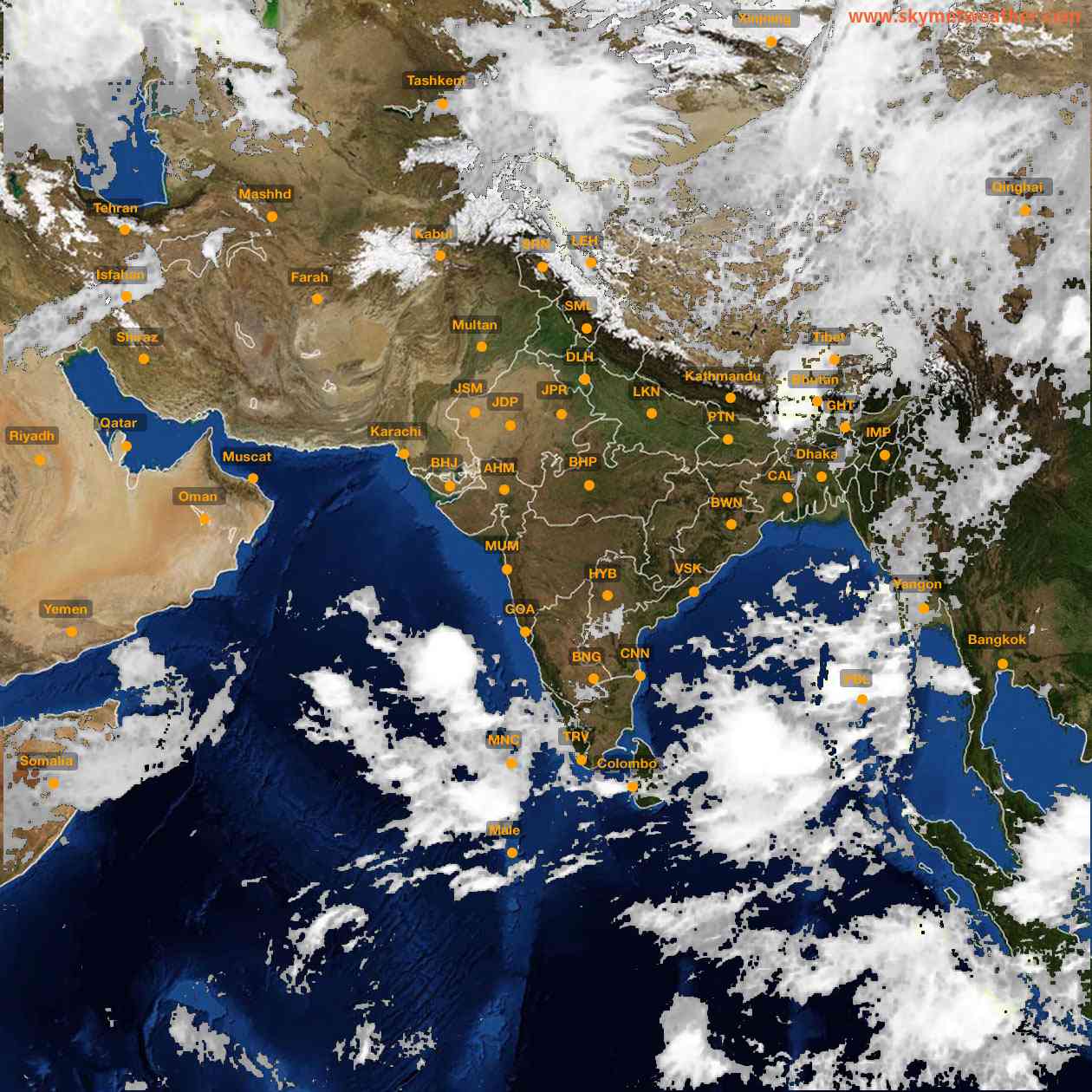 Latest INSAT Weather Satellite Image of India - Infrared Map - 10:00 IST on 25 May 2026