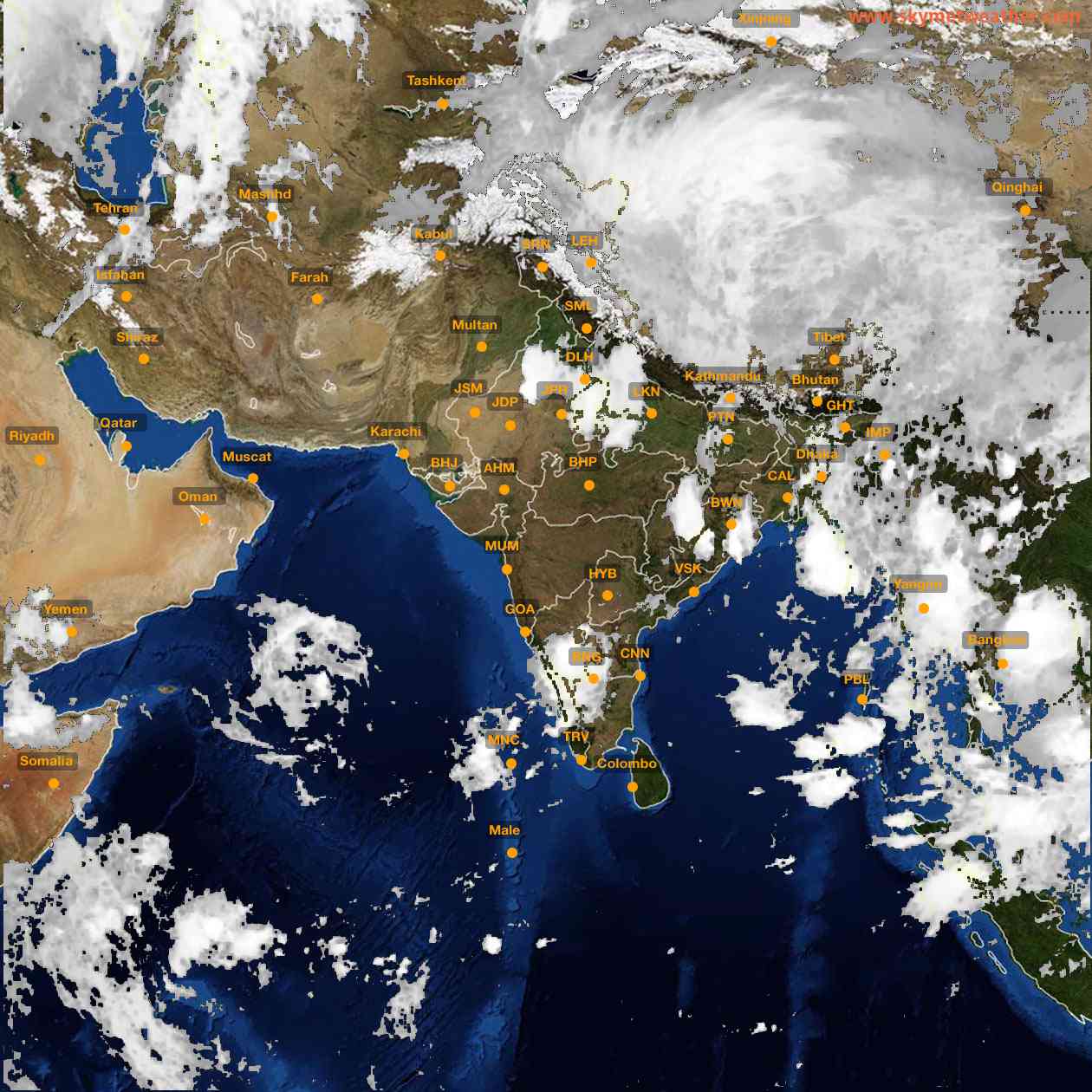 Latest INSAT Weather Satellite Image of India - Infrared Map - 01:00 IST on 30 May 2026