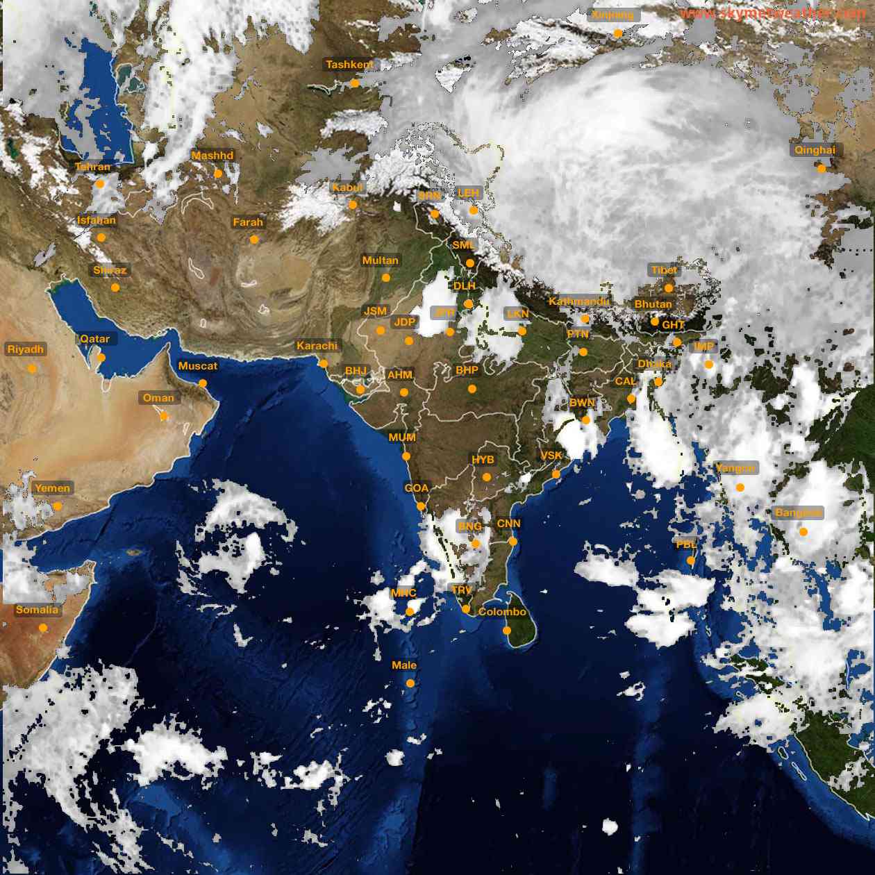 Latest INSAT Weather Satellite Image of India - Infrared Map - 03:00 IST on 30 May 2026