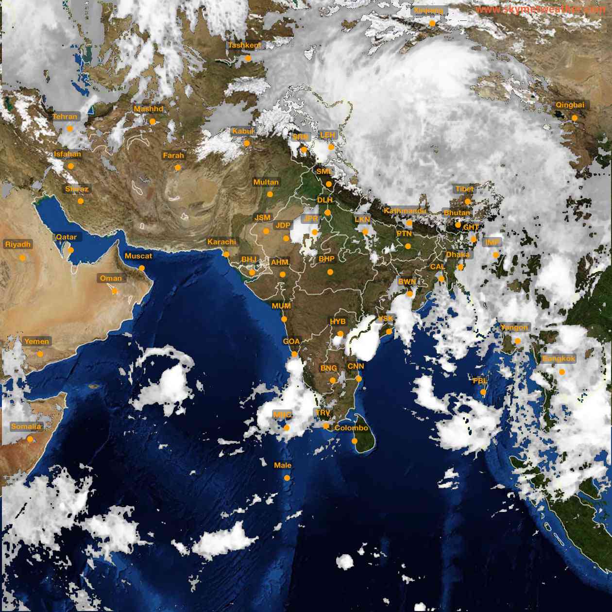 Latest INSAT Weather Satellite Image of India - Infrared Map - 07:00 IST on 30 May 2026