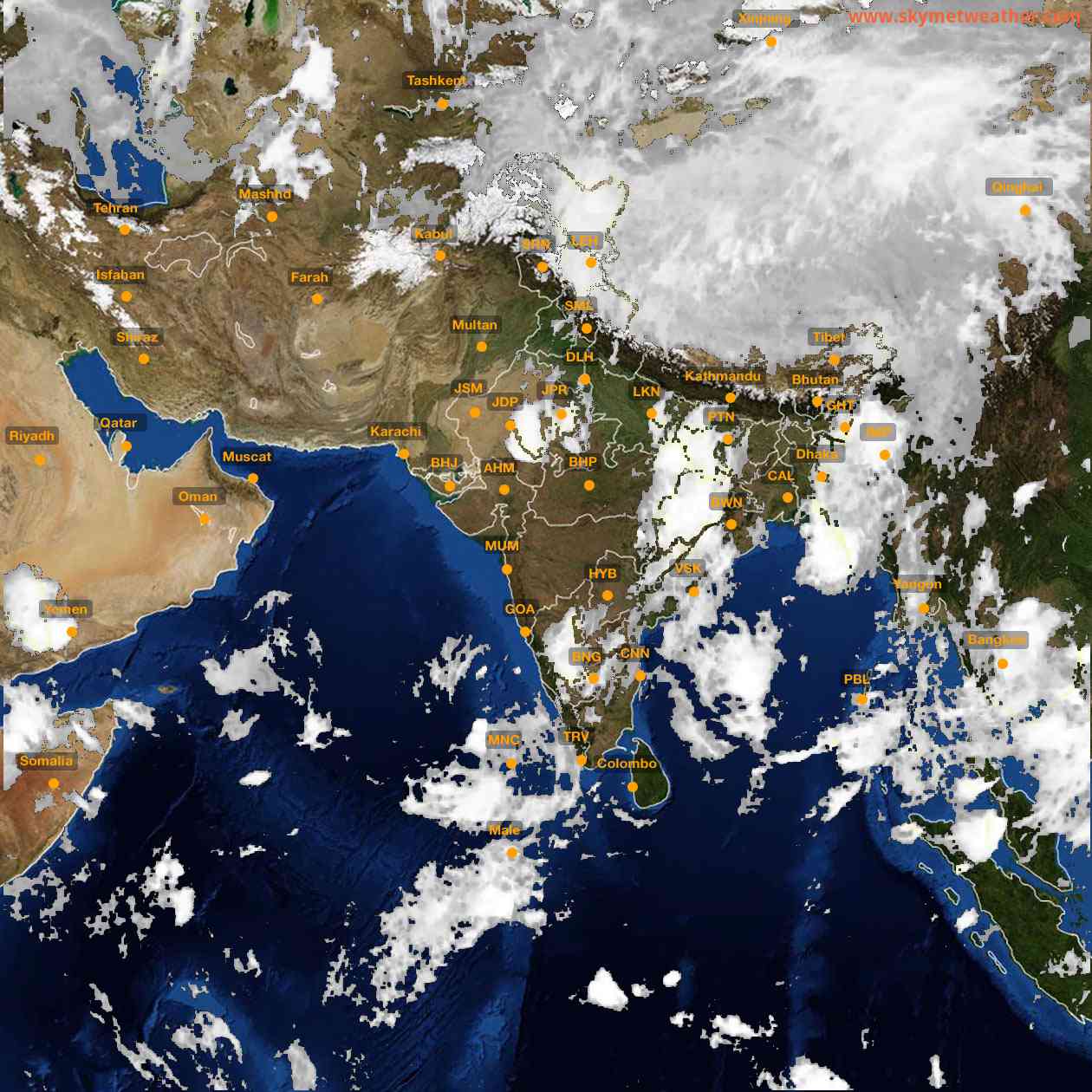 Latest INSAT Weather Satellite Image of India - Infrared Map - 01:00 IST on 31 May 2026